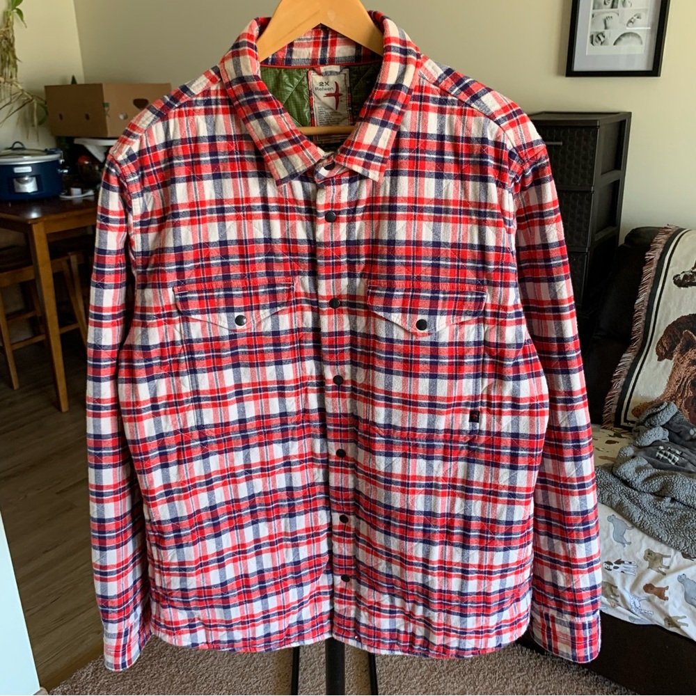Relwen Quilted Flannel Plaid Jacket Shacket 2X